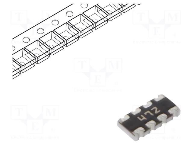 Resistor network: Y; SMD; 4.7kΩ; ±5%; 62.5mW; No.of resistors: 4 BOURNS CAT16-472J4LF