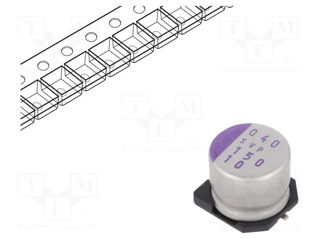 Capacitor: polymer; 150uF; 10VDC; SMD; OS-CON SVP; ±20%; Ø8x7mm PANASONIC 10SVP150MX