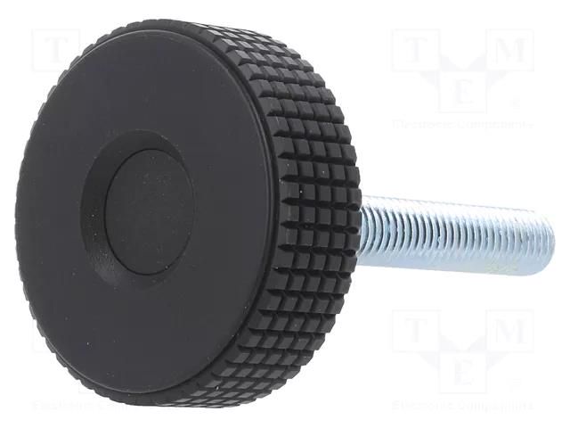 Knob; Ø: 50mm; Ext.thread: M10; 50mm; H: 33mm; technopolymer PP ELESA+GANTER MBT.50P-M10X50-C9