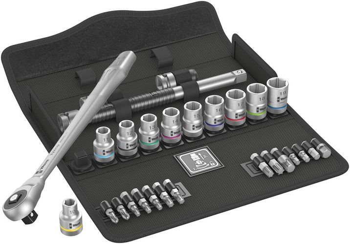 8100 SC 7 Zyklop Metal Ratchet Set with push-through square, 1/2" drive, metric, 1 x 1/2"x281; 1 x 10.0x37.0; 1 x 11.0x37.0; 1 x 12.0x37.0; 1 x 13.0x37.0; 1 x 14.0x37.0; 1 x 15.0x37.0; 1 x 16.0x37.0; 1 x 17.0x37.0; 1 x 18.0x37.0; 1 x 19.0x37.0; 1 x 1/2"x2 05004077001