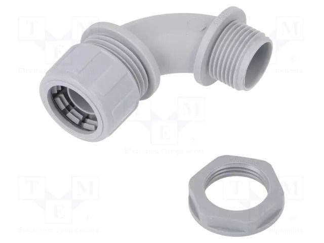 90° angled connector; Thread: metric,non-swivel,outside HELLERMANNTYTON PSR16-90-M20-PA66