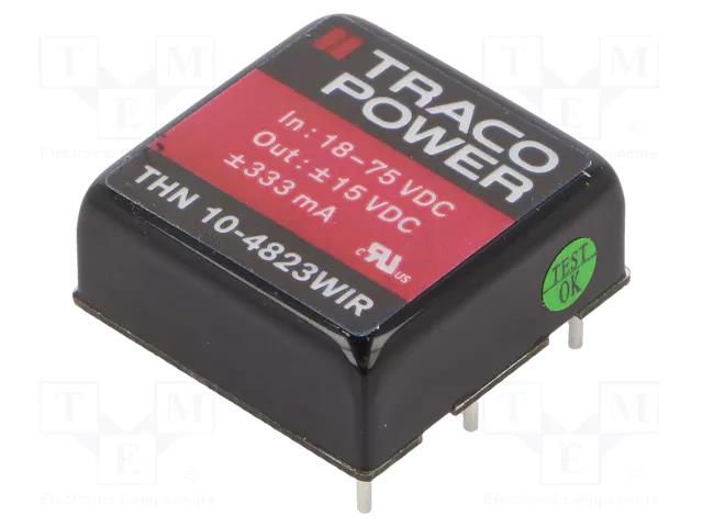 Converter: DC/DC; 10W; Uin: 18÷75VDC; Uout: 15VDC; Uout2: -15VDC TRACO POWER THN10-4823WIR