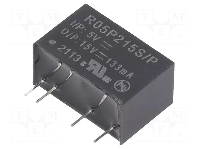 Converter: DC/DC; 2W; Uin: 4.5÷5.5VDC; Uout: 15VDC; Iout: 133mA; SIP7 RECOM R05P215S/P