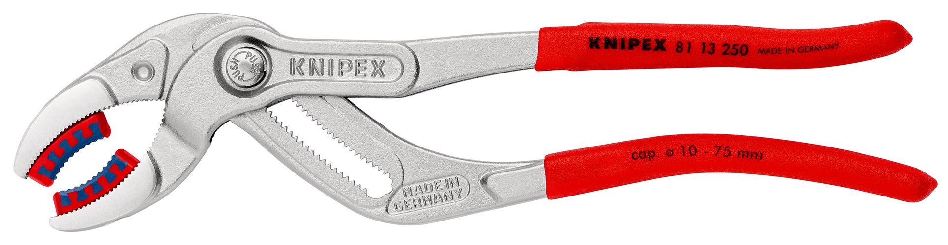 KNIPEX 81 13 250 Siphon and Connector Pliers with non-slip plastic coating chrome-plated 250 mm 81 13 250 4003773078494