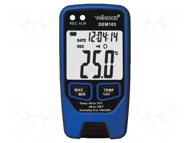 Thermo-hygrometer; LCD; -40÷70°C; 0÷100%RH; Accur: ±1°C; 0.1°C VELLEMAN VEL-DEM105