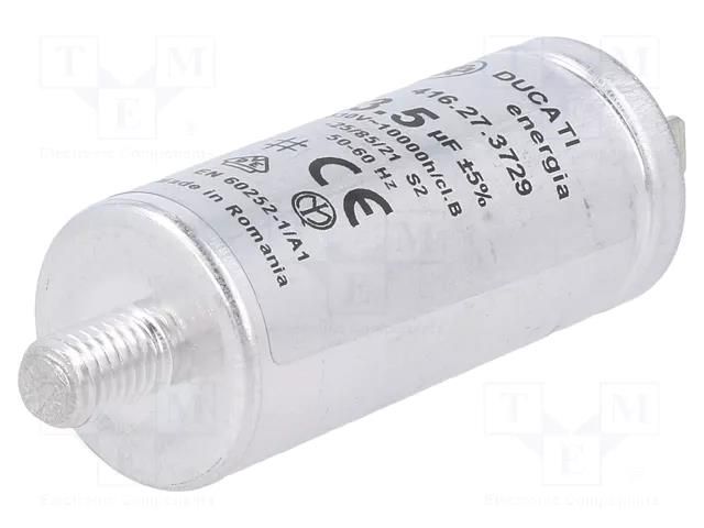 Capacitor: polypropylene; motors, run; 3.5uF; 330VAC; Ø25x60mm DUCATI ENERGIA 4.16.27.37.29