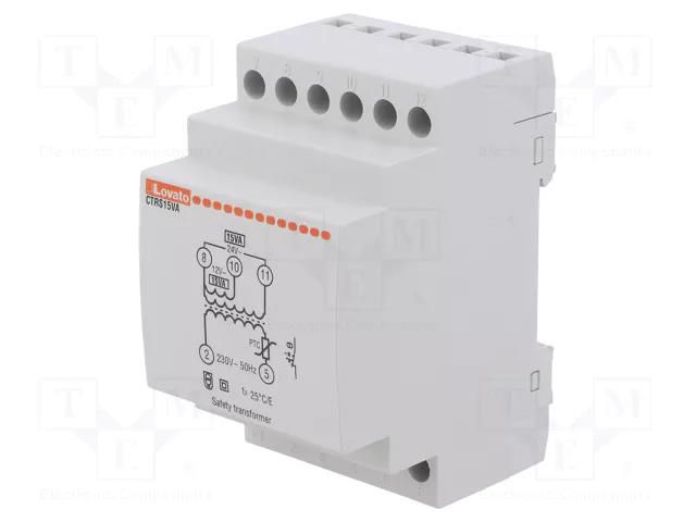 Transformer: mains; 15VA; 230VAC; 12V; 24V; Leads: terminal block LOVATO ELECTRIC CTRS15VA