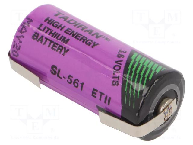 Battery: lithium (LTC); 2/3AA,2/3R6; 3.6V; 1100mAh; Ø14.7x33.5mm TADIRAN SL-561T