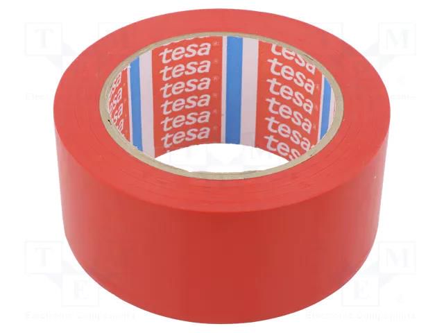 Tape: warning; red; L: 33m; W: 50mm; self-adhesive; Thk: 0.15mm; 160% TESA TESA-60760/RD