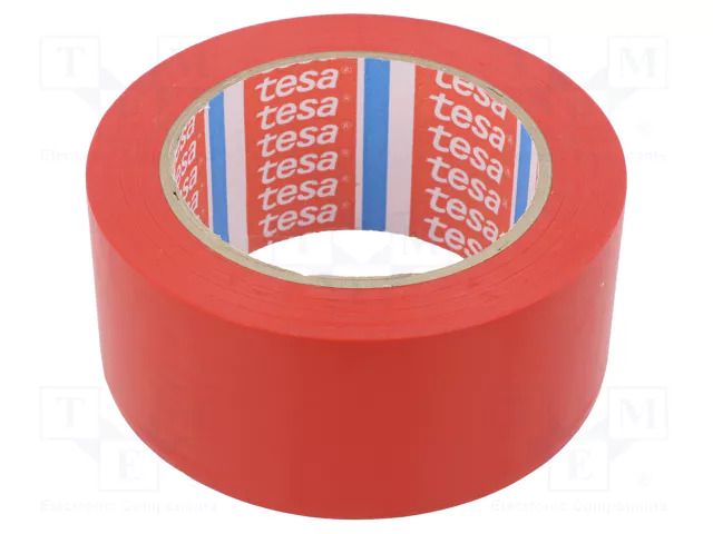 Tape: warning; red; L: 33m; W: 50mm; self-adhesive; Thk: 0.15mm; 160% TESA TESA-60760/RD