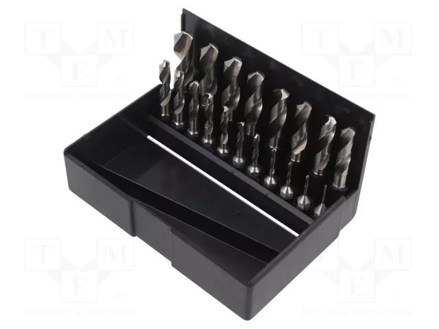 Drill set; for metal; plastic box; metal; Holder: hexagonal; 1/4" VÖLKEL VOLKEL-67100