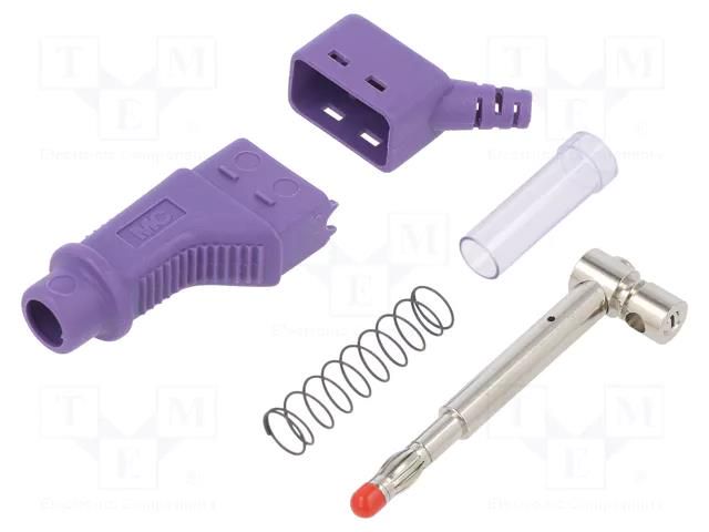 Connector: 4mm banana; plug; 32A; 600V; violet; 2.5mm2 STÄUBLI XZGL-425-26