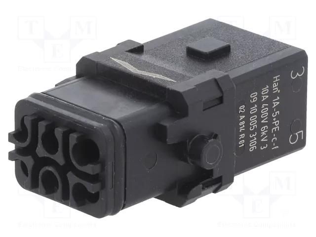 Connector: HDC; contact insert; female; Han® 1A; PIN: 6; 5+PE HARTING 09100053106