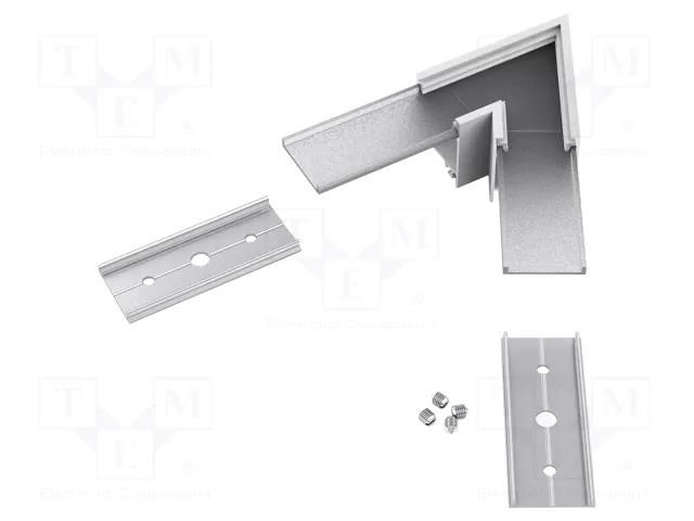 Connector 60°; silver; aluminium,polycarbonate; anodized TOPMET TOP-C1850020
