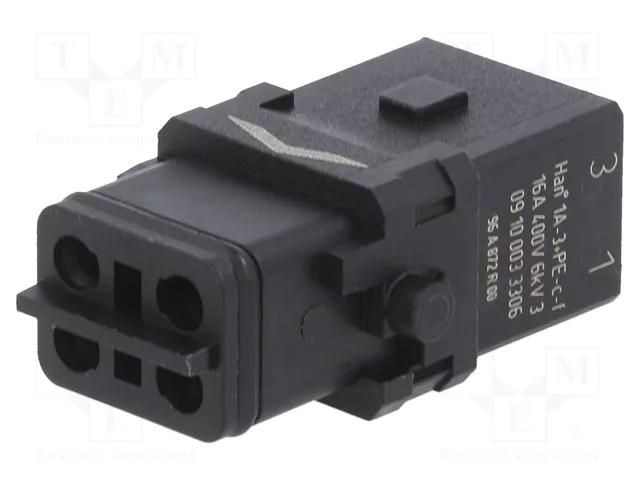 Connector: HDC; contact insert; female; Han® 1A; PIN: 4; 3P+PE HARTING 09100033306