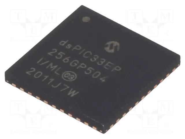 IC: dsPIC microcontroller; 256kB; 32kBSRAM; QFN44; DSPIC; 0.65mm MICROCHIP TECHNOLOGY 33EP256GP504-I/ML
