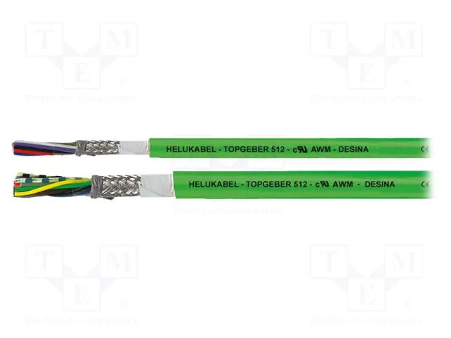 Wire: servo drive; hybrid,TOPGEBER 512; green; stranded; -30÷80°C HELUKABEL TOPGEBER512-77743