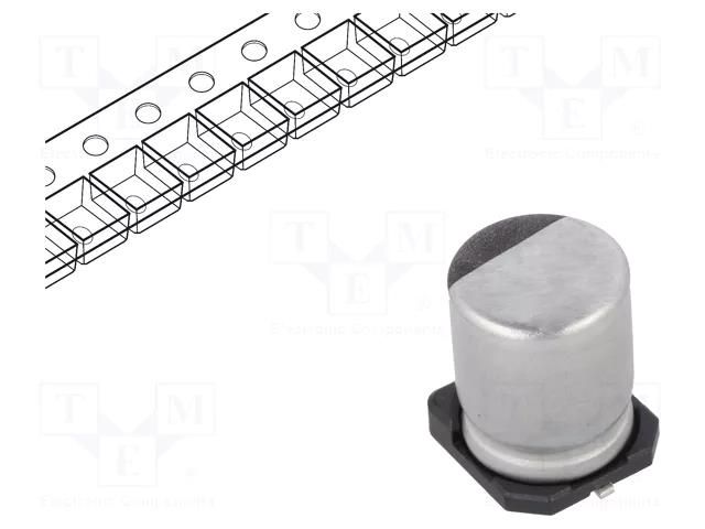 Capacitor: electrolytic; SMD; 100uF; 25VDC; Ø6.3x7.7mm; ±20%; 2000h NICHICON UUD1E101MCL1GS
