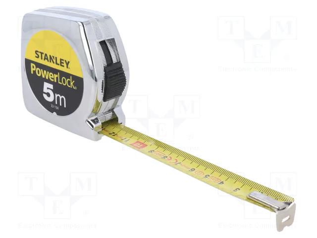 Measuring tape; L: 5m; Width: 19mm; metal; Class: II; yellow STANLEY STL-0-33-194