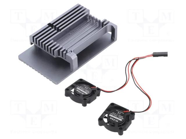 Enclosure: for computer; Raspberry Pi 4 B; aluminium; grey  ODS-15691