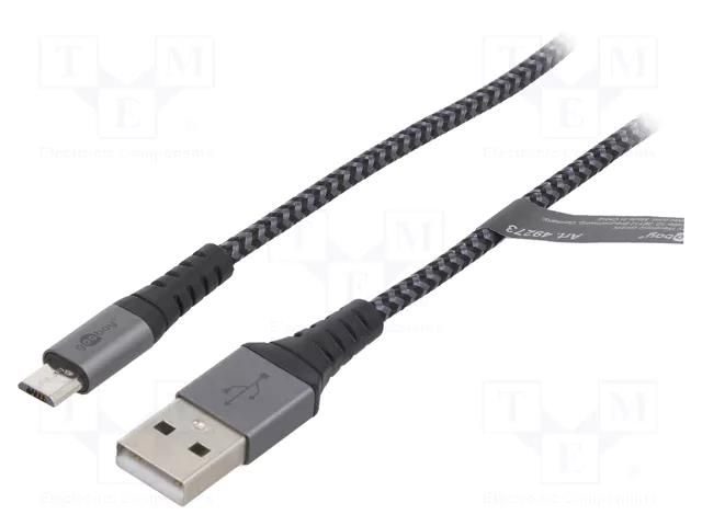 Cable; USB 2.0; USB A plug,USB B micro plug; 0.5m; 480Mbps Goobay USB-MICRO-TXT/0.5