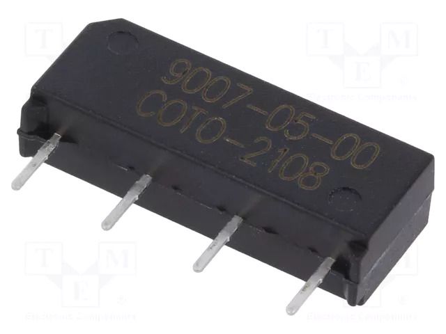 Relay: reed switch; SPST-NO; Ucoil: 5VDC; 1A; max.100VDC; 10W; THT COTO TECHNOLOGY 9007-05-00