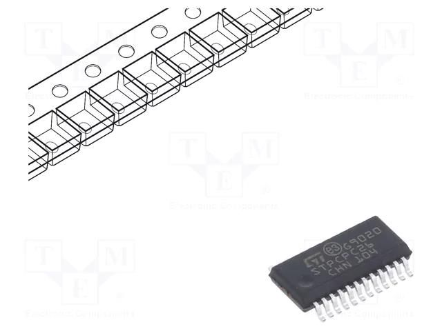 IC: driver; LED driver; QSOP24; 5÷90mA; 1.3÷20V; Ch: 16; Uin: 3÷5.5V STMicroelectronics STP16CPC26PTR