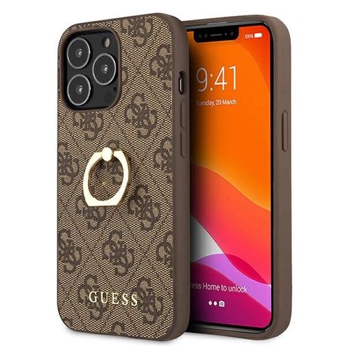 Guess GUHCP13L4GMRBR iPhone 13 Pro / 13 6.1&quot; brown/brown hardcase 4G with ring stand, Guess 3666339023973 3666339023973