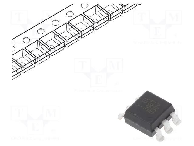 Optotriac; 5kV; zero voltage crossing driver; Gull wing 6; Ch: 1 EVERLIGHT EL3063S1-TA-V