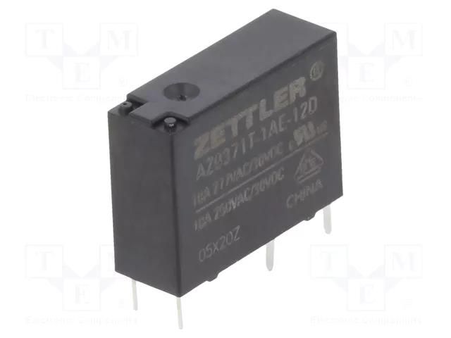 Relay: electromagnetic; SPST-NO; Ucoil: 12VDC; 10A; 10A/277VAC ZETTLER AZ9371T-1AE-12D