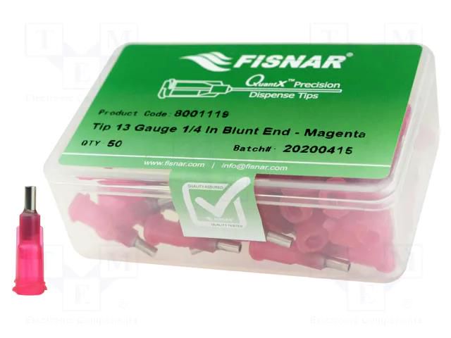 Needle: steel; 0.25"; Size: 13; straight; 1.78mm FISNAR FIS-13-1/4-ES