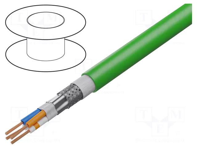 Wire: data transmission; HELUKAT® 100S,SF/UTP; 4x1x26AWG; green HELUKABEL HELUKAT100S-4XSF/U