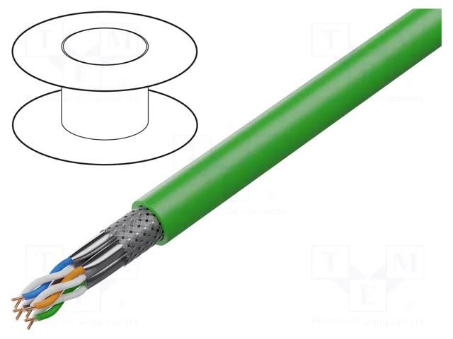 Wire: data transmission; HELUKAT® 200S,SF/UTP; 4x1x24AWG; green HELUKABEL HELUKAT200S-4XSF/U