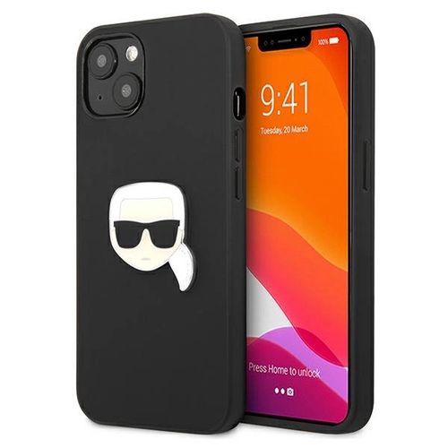 Karl Lagerfeld Leather Ikonik Karl&#39;s Head Metal Case for iPhone 13 mini - Black, Karl Lagerfeld 3666339028497 3666339028497