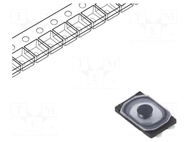 Microswitch TACT; SPST; Pos: 2; 0.02A/15VDC; SMD; none; OFF-(ON) PANASONIC EVPBB2A9B000