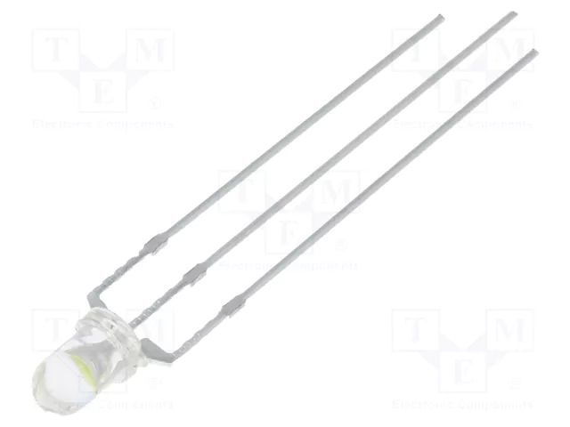 LED; red/cold white; 3mm; 30°; Front: convex; 2.1÷2.6/3.1÷3.6VDC OPTOSUPPLY OSRWPA3131A