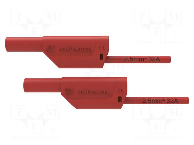 Test lead; 32A; banana plug 4mm,both sides; Urated: 1kV; red SCHÜTZINGER VSFK85002525-RT