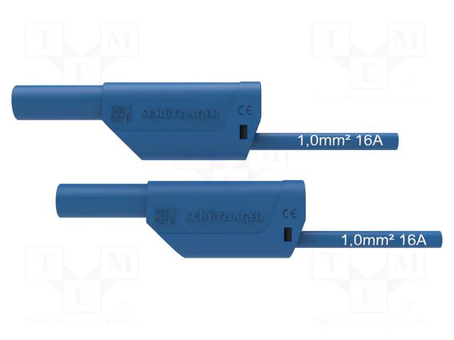 Test lead; 16A; banana plug 4mm,both sides; Urated: 1kV; Len: 1m SCHÜTZINGER VSFK87001100-BL