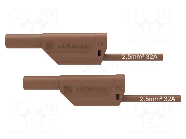 Test lead; 32A; banana plug 4mm,both sides; Urated: 1kV; Len: 0.5m SCHÜTZINGER VSFK87012550-BR