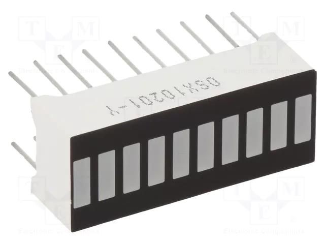 Display: LED; bargraph; yellow; 133mcd; 25.5x10.2x7.9mm; 2.1÷2.5V OPTOSUPPLY OSX10201-Y