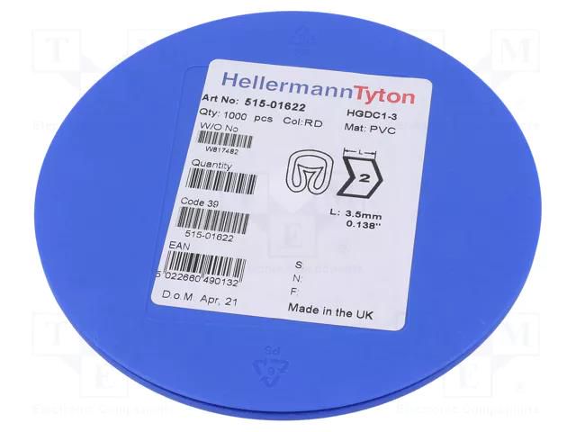 Markers; Marking: 2; 1÷3mm; PVC; red; -65÷105°C; leaded; HGDC1-3 HELLERMANNTYTON HGDC1-32-PVC-RD