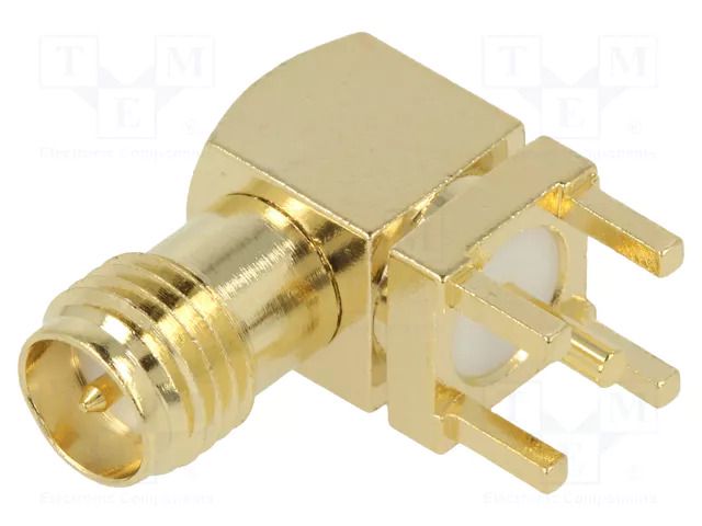 Connector: RP-SMA; socket; male; angled 90°; THT; on PCBs; PTFE ADAM TECH RF203T0050GRP