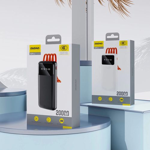 Dudao K6Pro Universal 10000mAh Power Bank with USB Cable, USB Type C, Lightning Black (K6Pro-black), Dudao 6973687242695 6973687242695