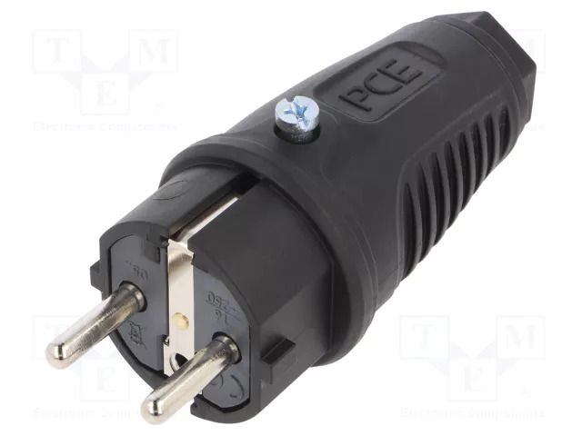 Connector: AC supply; male; plug; 2P+PE; 250VAC; 16A; Colour: black PCE 0522-SS
