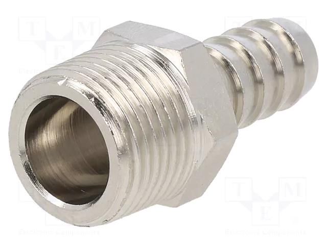 Threaded fitting; connector pipe; nickel plated brass; 10mm PNEUMAT 3040-10-3/8