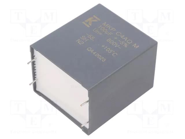 Capacitor: polypropylene; DC-Link; 100uF; ESR: 2.2mΩ; THT; ±5%; C4AQ KEMET C4AQIEW6100M3BJ