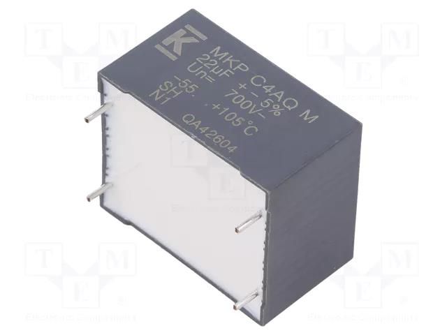 Capacitor: polypropylene; DC-Link; 22uF; ESR: 4.8mΩ; THT; ±5%; 15.5A KEMET C4AQJLW5220M36J