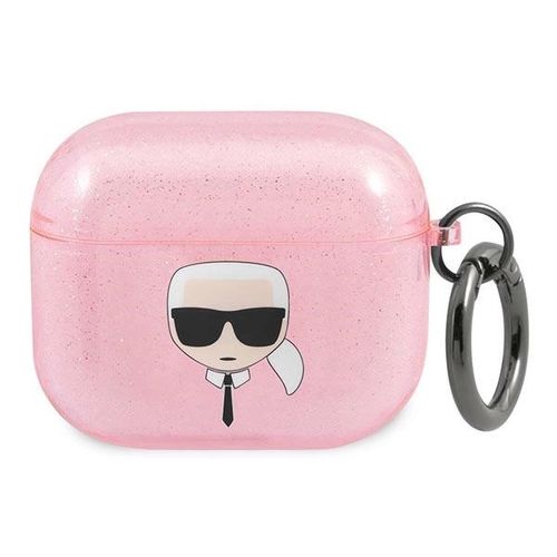 Karl Lagerfeld Glitter Karl&#39;s Head Case for AirPods 3 - Pink, Karl Lagerfeld 3666339030339 3666339030339
