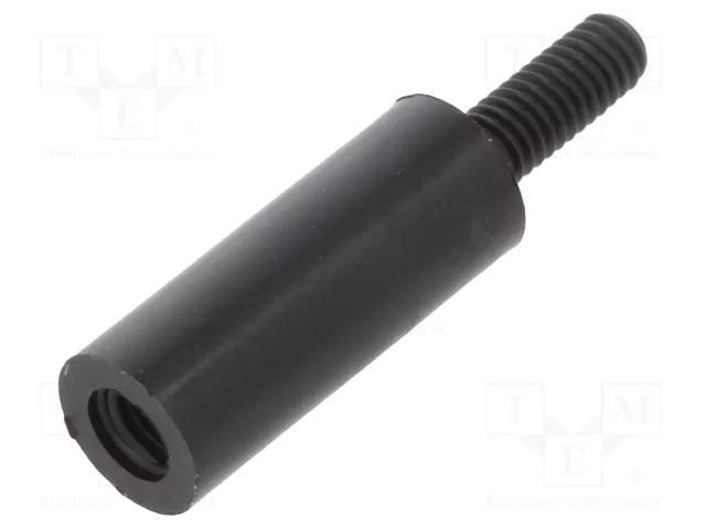 Screwed spacer sleeve; cylindrical; polyamide; M3; M3; 15mm; black DREMEC TFM-M3X15/DR285RD