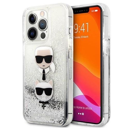 Karl Lagerfeld KLHCP13XKICGLS iPhone 13 Pro Max 6,7" srebrny/silver hardcase Liquid Glitter Karl&Choupette Head, Karl Lagerfeld 3666339028923 3666339028923